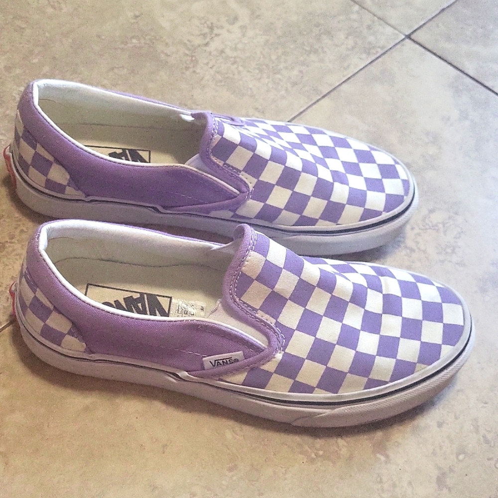 Purple checkered Vans